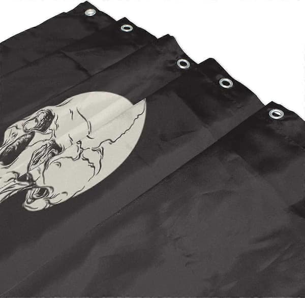 [2F]Rock Skull Skeleton Love Music Duschdraperi Polyester Vattentät Candy Skull Sol Svart