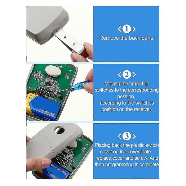 2 Pakke Erstatning for Multicode Linear 3089 Garasjeport Døråpner Fjernkontroll, 10 Dip Switch, 300Mhz