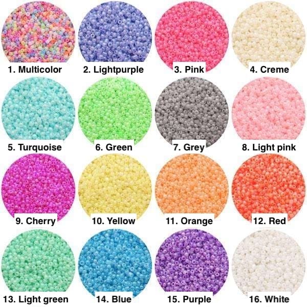 Frøperler - 2mm - 1000 stk - Fargerike grå gray