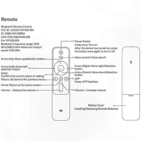 Bluetooth stemmefjernkontroll for laserprojektor 150, YKF429-004 modell