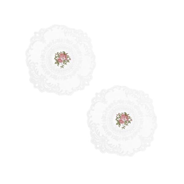 Broderad koppmatta retrodesign för hemmet 2 st bomullsdukstabletter
