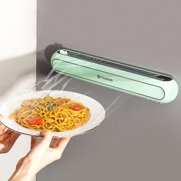 Gjenbrukbar plastfoliedispenser med skyvekutter Army Green