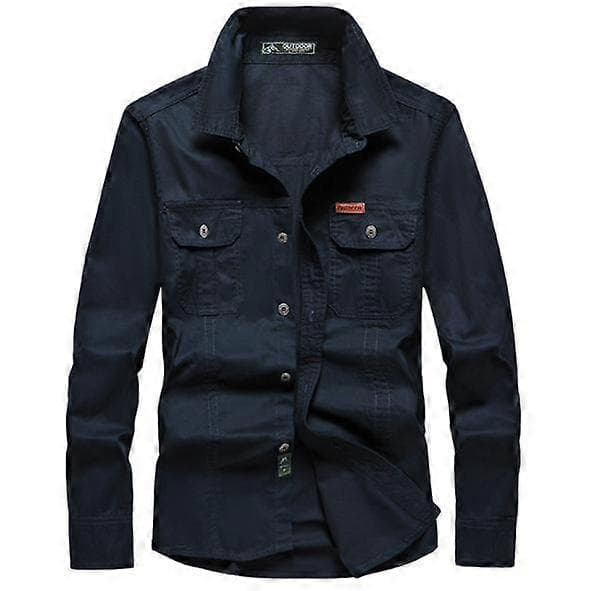 Arbeidsskjorte med lange ermer for menn (S-4XL) navy L
