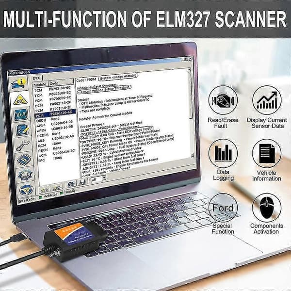 [2F]Ford Forscan Elm327 V1.5 Usb Modifisert Obd Kode Skanner Hs Ms-can Elmconfig for OBD Skanner