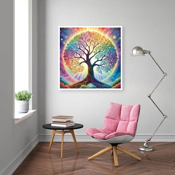 Farverigt Livets Træ 5D Diamantkunst, Diamantmaling Fuld Bore 35x35cm[2F]