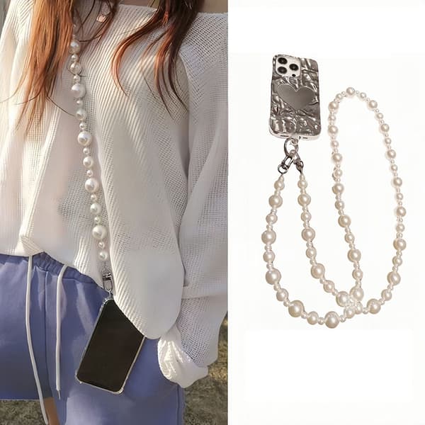 [2F]Telefon Anti-tabt Snor Crossbody Telefonkæde Lange Perlestropper A1