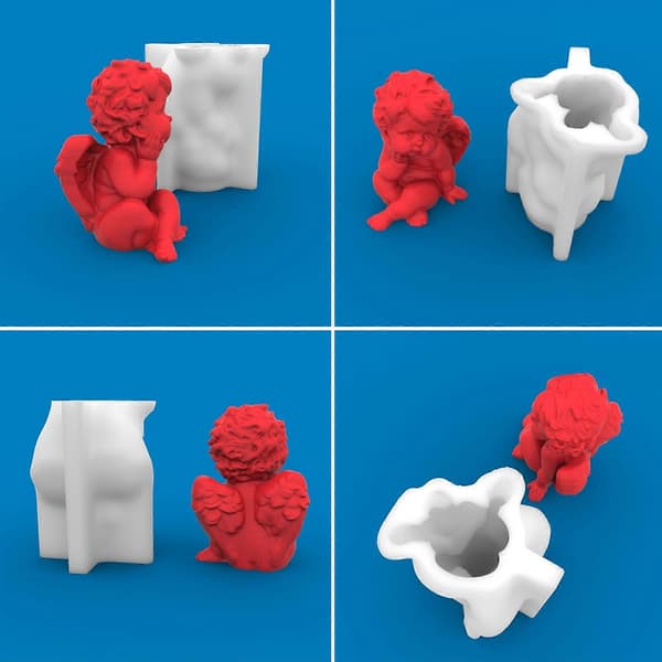3D Lille Engelformede Silikoneforme DIY Håndværk Gipsform Håndlavet Duftlys Sæbe Ornament Form Non-stick 100