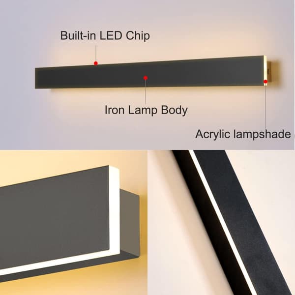 (Sort) LED Indendørs Væglampe 40CM Lang Trefarvet LED Væglampe M