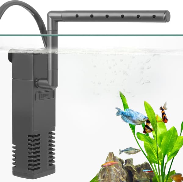 Nedsænkbart Akvarie Internt Filter, Filter med Vandpumpe til Akvarier op til 132 Liter (til 11-75 Liter)