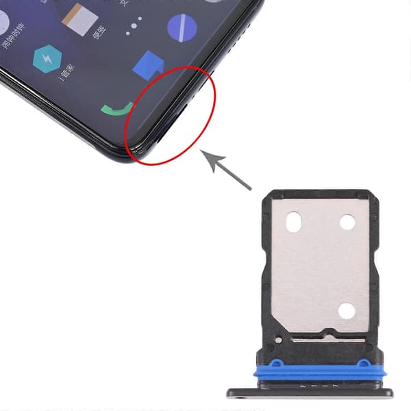 För vivo iQOO 8 Pro SIM-kortfack + SIM-kortfack Svart
