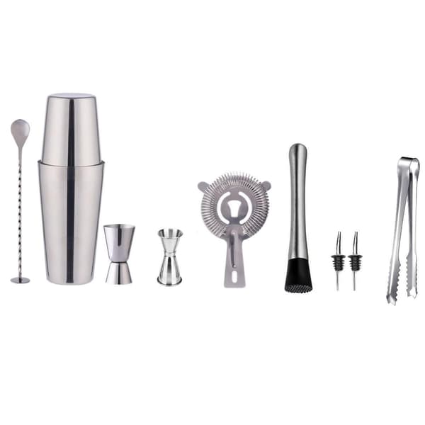 Cocktailsæt Dobbelt shaker 750ml Rustfrit stål Sølv 10 dele 702