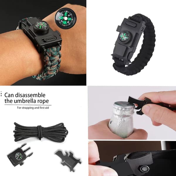 [2F]Multifunksjonelt armbåndskompass Paracord-armbånd Overlevelsesarmbånd