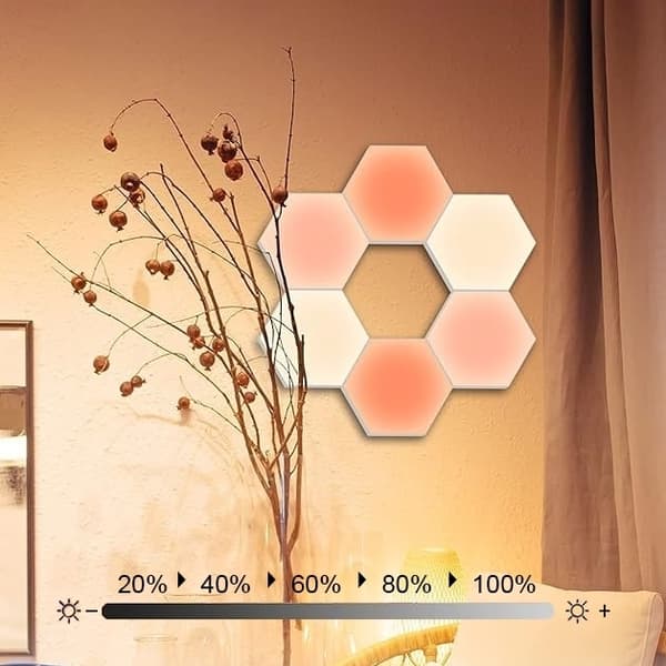 Hexagon Vegglampe / LED-lampe med 6 moduler – Fjernkontroll 2500 5-Pack