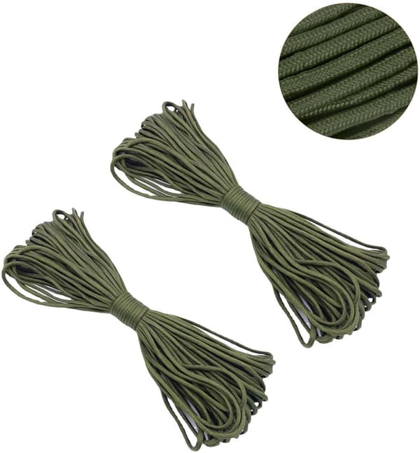 [2F]Elastisk overlevelsesstrikk, 4 mm tykk x 30 m lang, militærgrønn