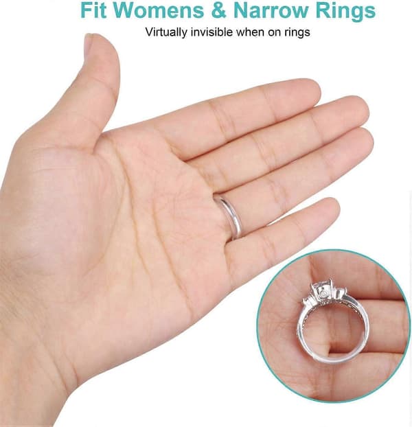 【2F】8 stk. usynlig ringstørrelsesjustering til løse ringe, ringjustering passer til alle ringe, assorterede størrelser af ringmåler