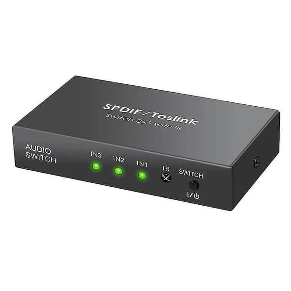 [2F]Digital optisk lydbryter 3x1 Spdif Toslink Switch Box 3 porter optisk bryter med IR-fjernkontroll
