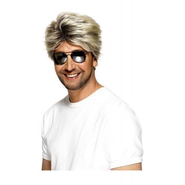 Smiffys Peruk för män 80-talsstil, en storlek, blond, blond Blonde One Size