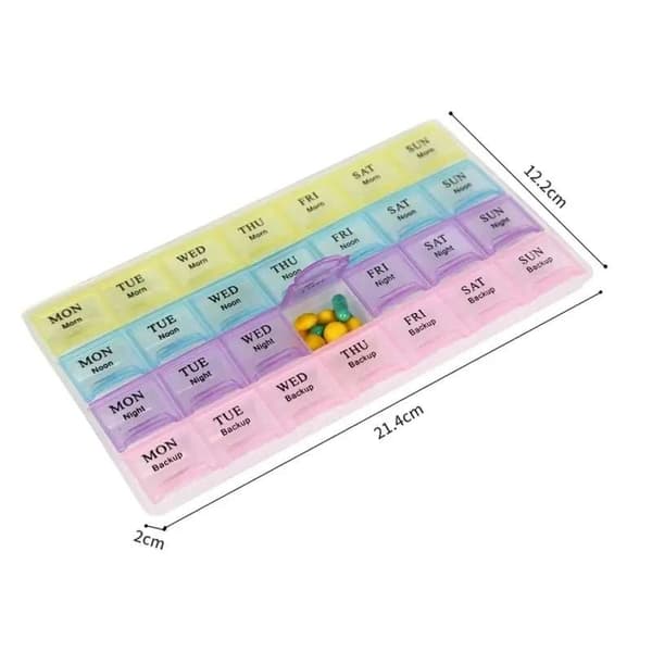 [2F]Praktisk 28-rums medicintabletboks Dosett Flerfarvet Multicolor multifärg