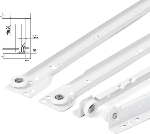 [2F]250mm Skuffeskinner - Pakke med 2 (1 par) Hvid Fuldudtræk Skuffeskinnesystem - Nem Montering Skuffeskinner Sæt