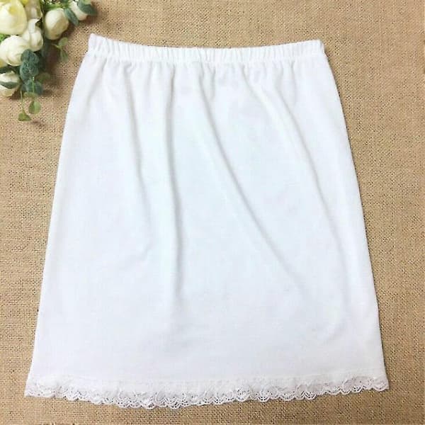 【2F】Elastiske taljenederdele til kvinder Halv underkjole nederdele underkjole dame krinoline, One Size White