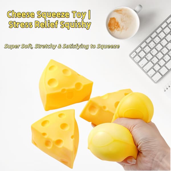 Osteterning Squishy, Falsk Ost Klemmeblok Beroligende Fidget Legetøj til Voksne—2f Triangle-5cm