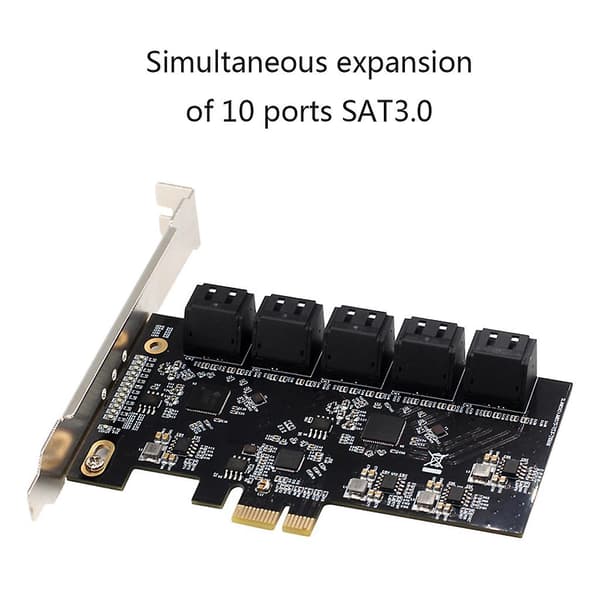 10-porters PCI SATA-kontroller internt utvidelseskort PCI-E til SATA 3.0-adapter