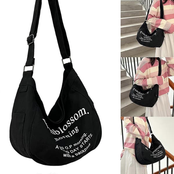 Mode Brevtryck Axelväskor Kvinnor Casual Studenter Klass Stor Kapacitet Messenger Tote Väskor Crossbody Väska Beige Beige