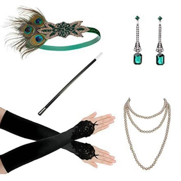 20'er tilbehør Gatsby tilbehør 1920'er Flapper Great Gatsby tilbehørssæt Style1