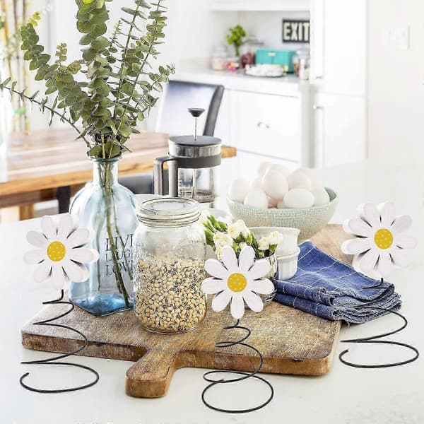 Daisy Tiered Tray Decor Vår Sommar Daisy Decor Rustika Träblocksskyltar Lantlig Heminredning Inflyttningspresentidéer Set om 3 BBM[2F]