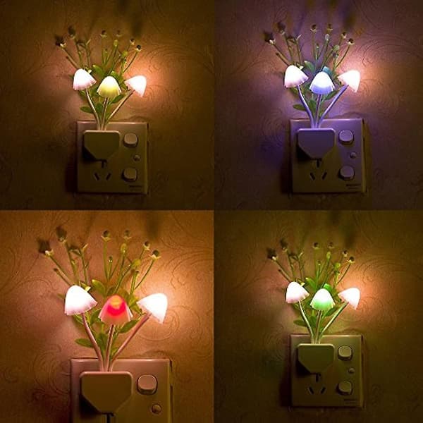 Sensor nattlys fargeskiftende plug-in vegg LED sopp nattlys LED drømmesengelampe