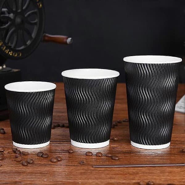 Ripple Isolerande Engångsmuggar för Dryck 8oz Svarta Hemmabruk Cateringfunktioner 50st