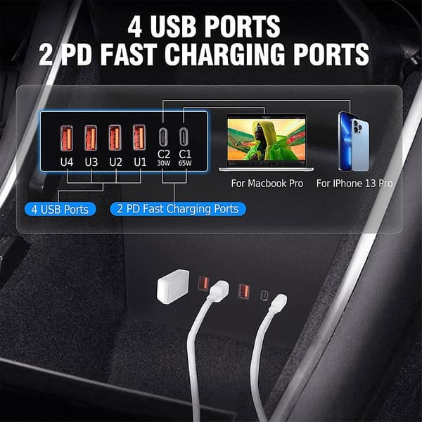 För Model3/Y Central Control Dockningsstation 4 USB-port Dataåterställningsmodul Hubb