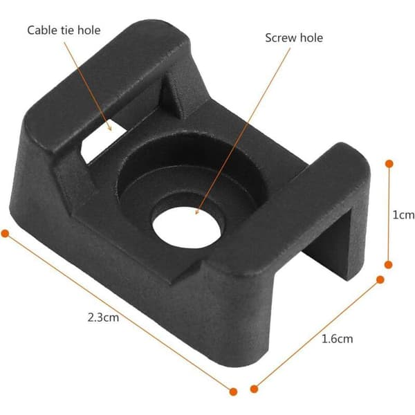 150 stk Svarte buntebåndsfester 23 mm x 16 mm Sadeltype Kabelbaseholder