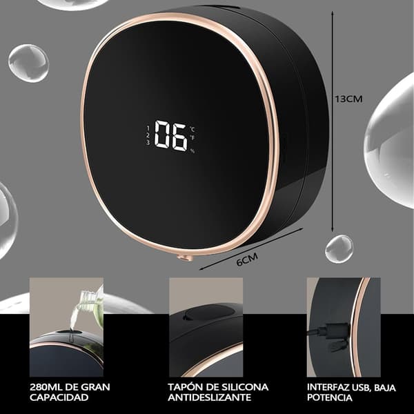 [2F]Automatisk tvåldispenser, väggmonterad tvåldispenser, LED-display, stor kapacitet på 280 ml