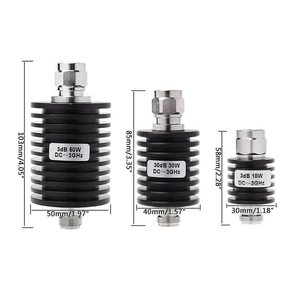 30W N Typ DC-3GHz Koaxial Fast Dämpare Frekvens 3GHz N Fasta Kontakter 30DB
