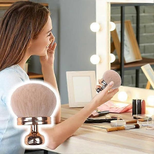 [2F]Ekstra stor kropsmakeupbørste til ben og bronzer solcremeapplikator foundation oval med pose guldsvamp rose golden