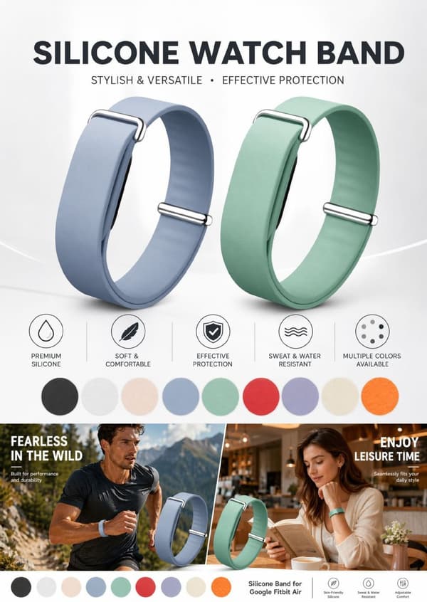 2 kellon ranneketta Google Fitbit Airille