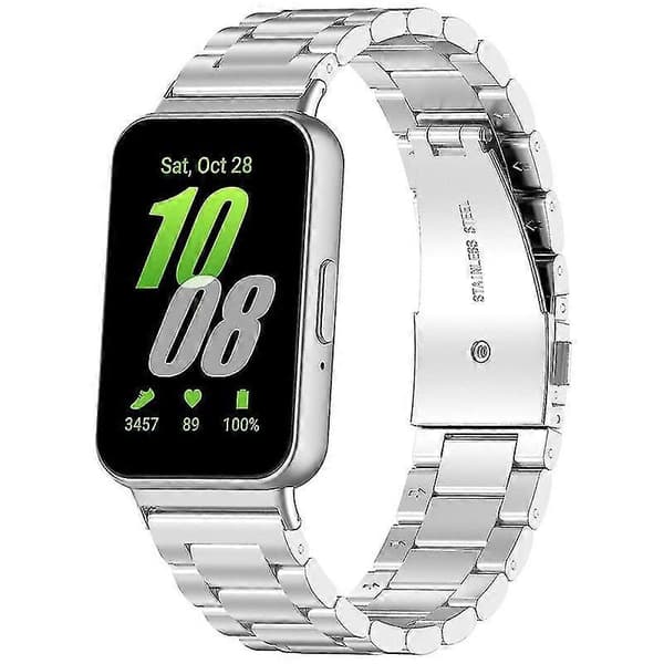 För Samsung Galaxy Fit 3 Tre Stål Metall Klockarmband Xc Silver