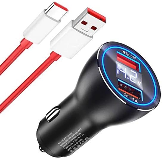 80W SuperVOOC USB-billader med doble USB-porter og Type-C-kabel