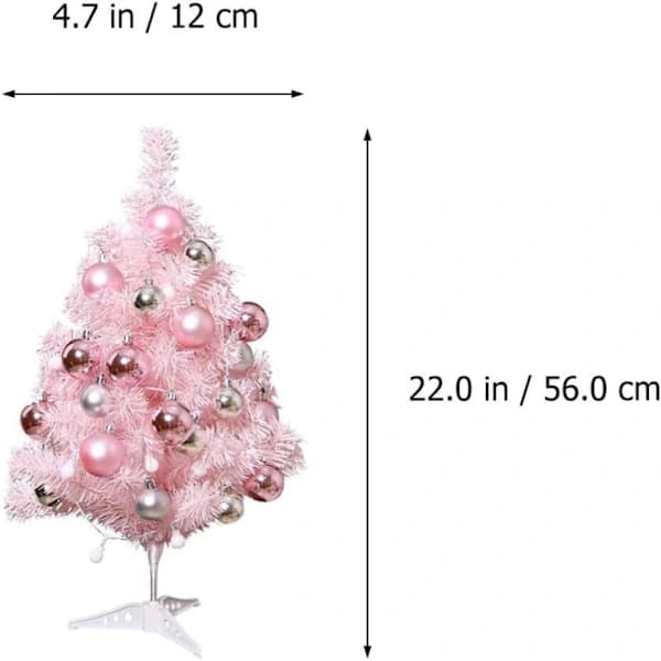 [2F]pc - Rosa juletre - 60 cm pakketre med tilbehør