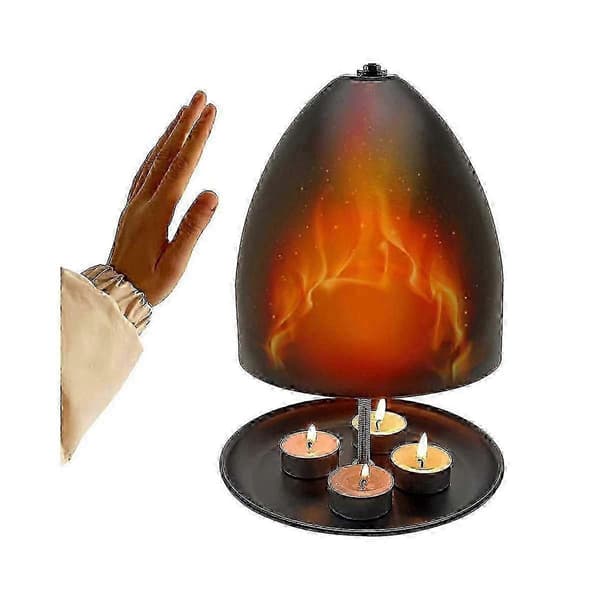 Telysovn egnet for oppvarming, telysvarmer, metall svart telysromvarmer kontor Black