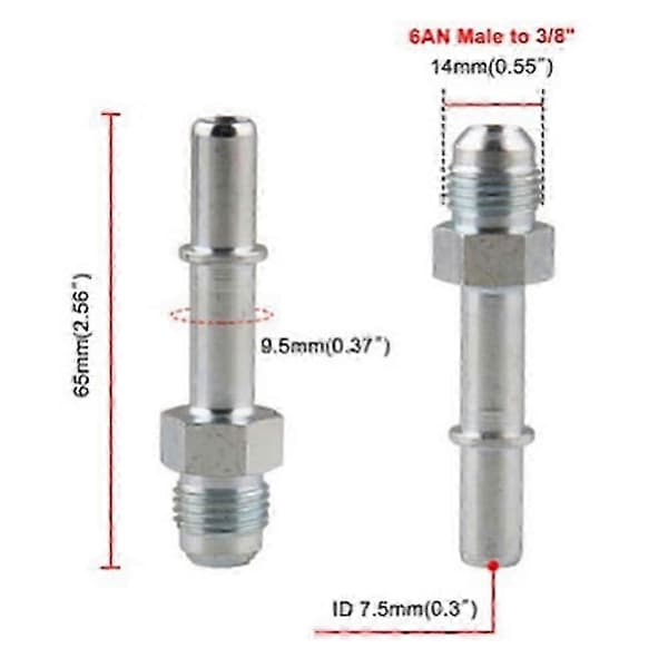 6 AN hane till 3/8 tum för SAE snabbkoppling hane bränslekoppling adapter 640940 E2U211