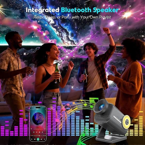 3D Galaxy-projektor med 60 oppslukende temaer, HD oppslukende stjerneprojektor med Bluetooth-høyttaler og timer EU-plugg[2F] Silver gray Eu plug