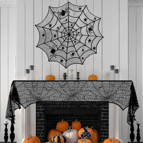 Spooky Halloween-dukset: Fladdermusspindelnätslampskärmar