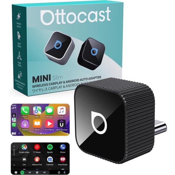Ottocast Mini Slim USB-C – Langaton CarPlay & Android Auto Adapteri