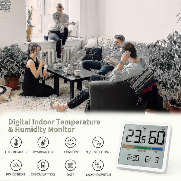 Digitalt termo-hygrometer, bærbar innendørs termometer-hygrometer med høy nøyaktighet