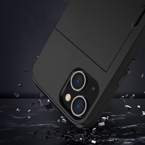 [2F]iPhone 15 Hybrid Cover med Kortplads Sort 48