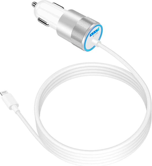 Kompatibel med iPhone snabbladdning, 2.4A dubbelport, vit linjär design [PD 30W]