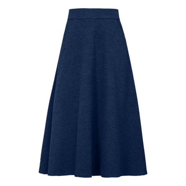 【2F】Damkjol Varm Elastisk Midja Ull A-linje Plisserad Enfärgad Vinter Lång Kjolar marinblå L navy blue L