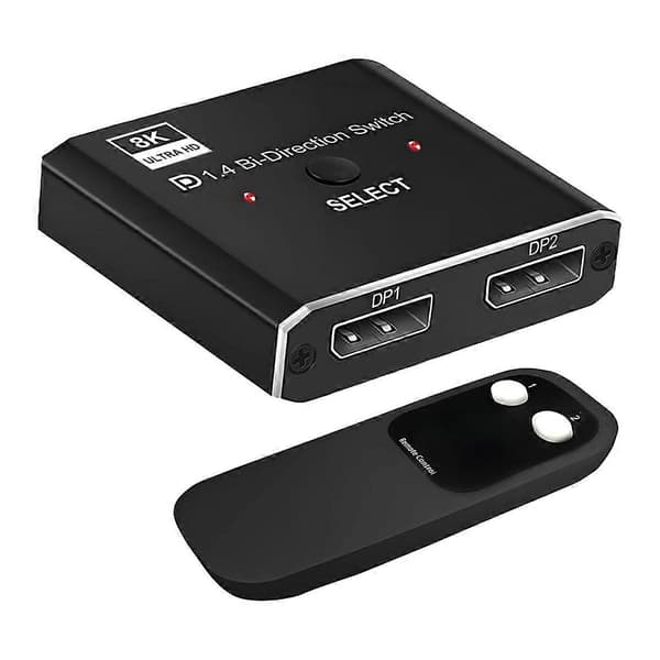 [2F]8K DisplayPort Switch 2 ind 1 ud/ 1 ind 2 ud Display Port DP Switch Understøtter 8K30Hz 4K120Hz til PC
